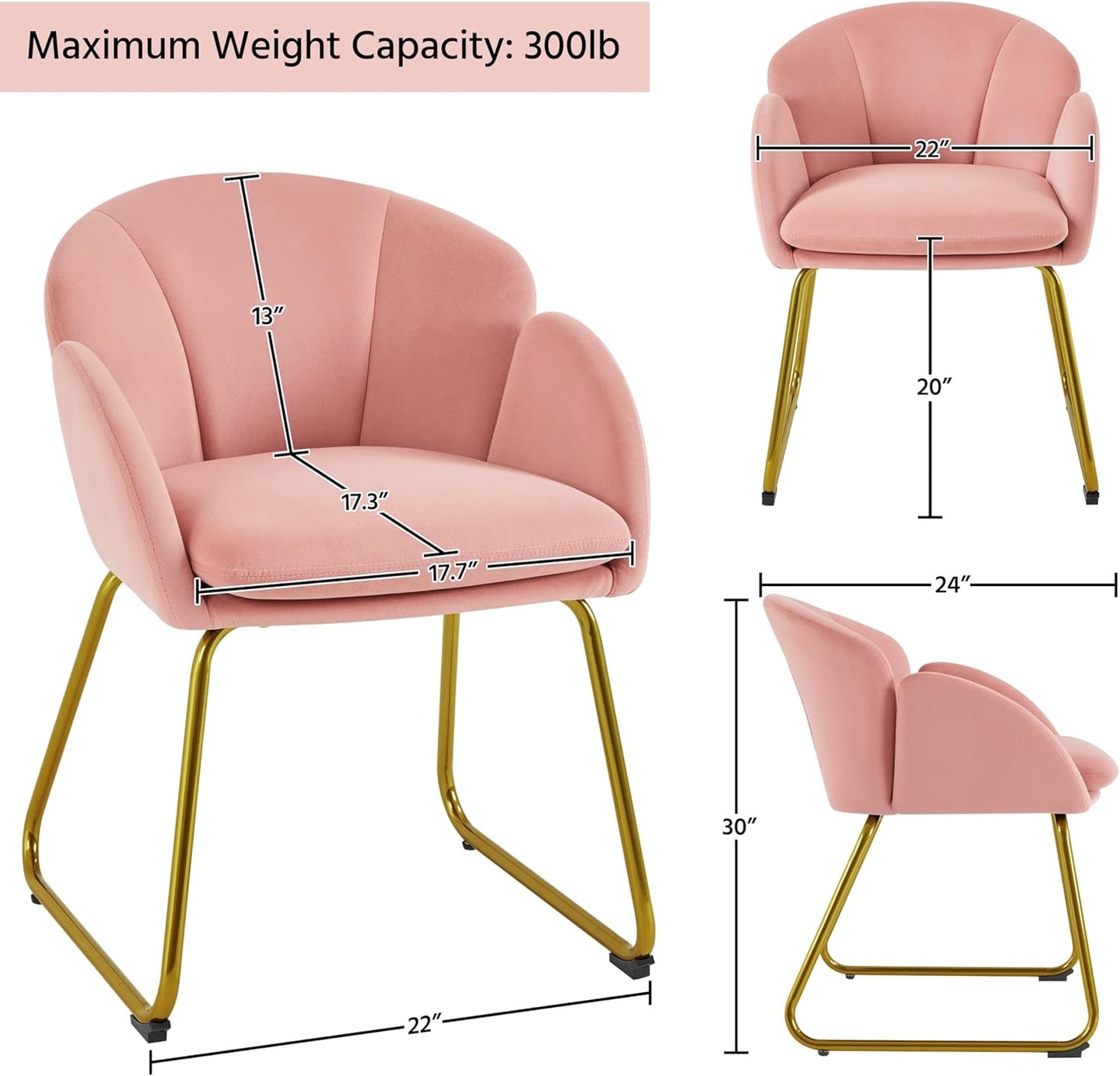 Flower Shape Velvet Vanity Chair