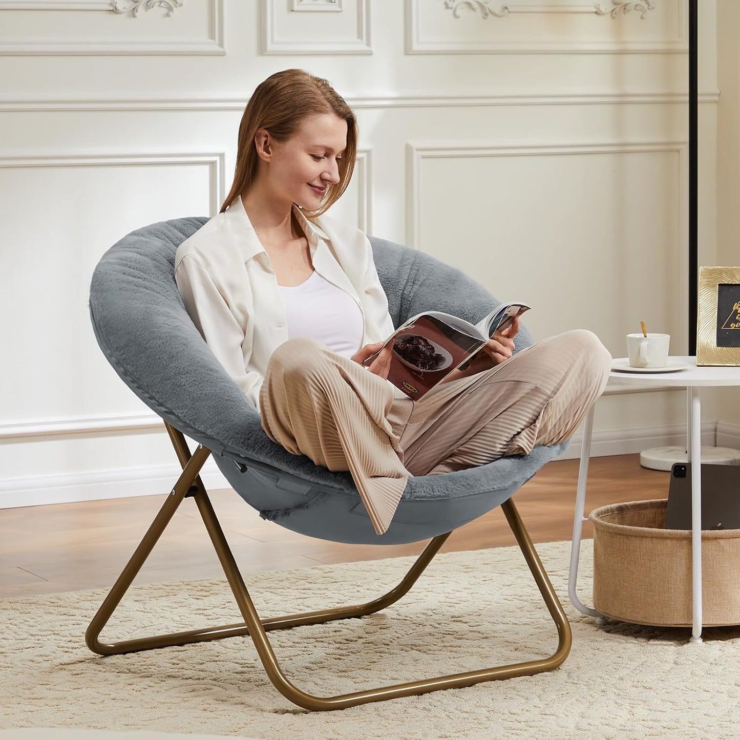 Comfy Saucer Chairs Cozy Faux Fur Soft