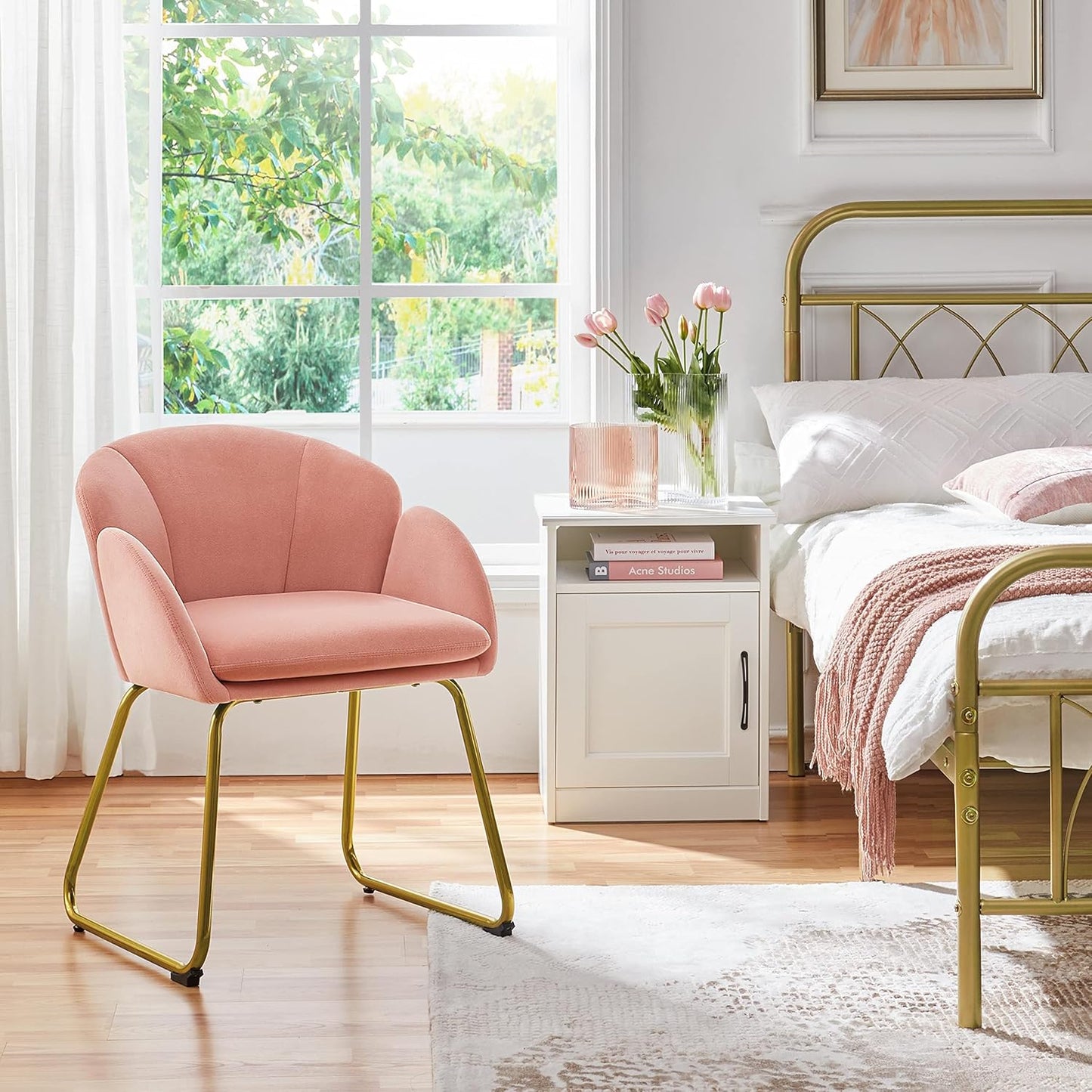Flower Shape Velvet Vanity Chair
